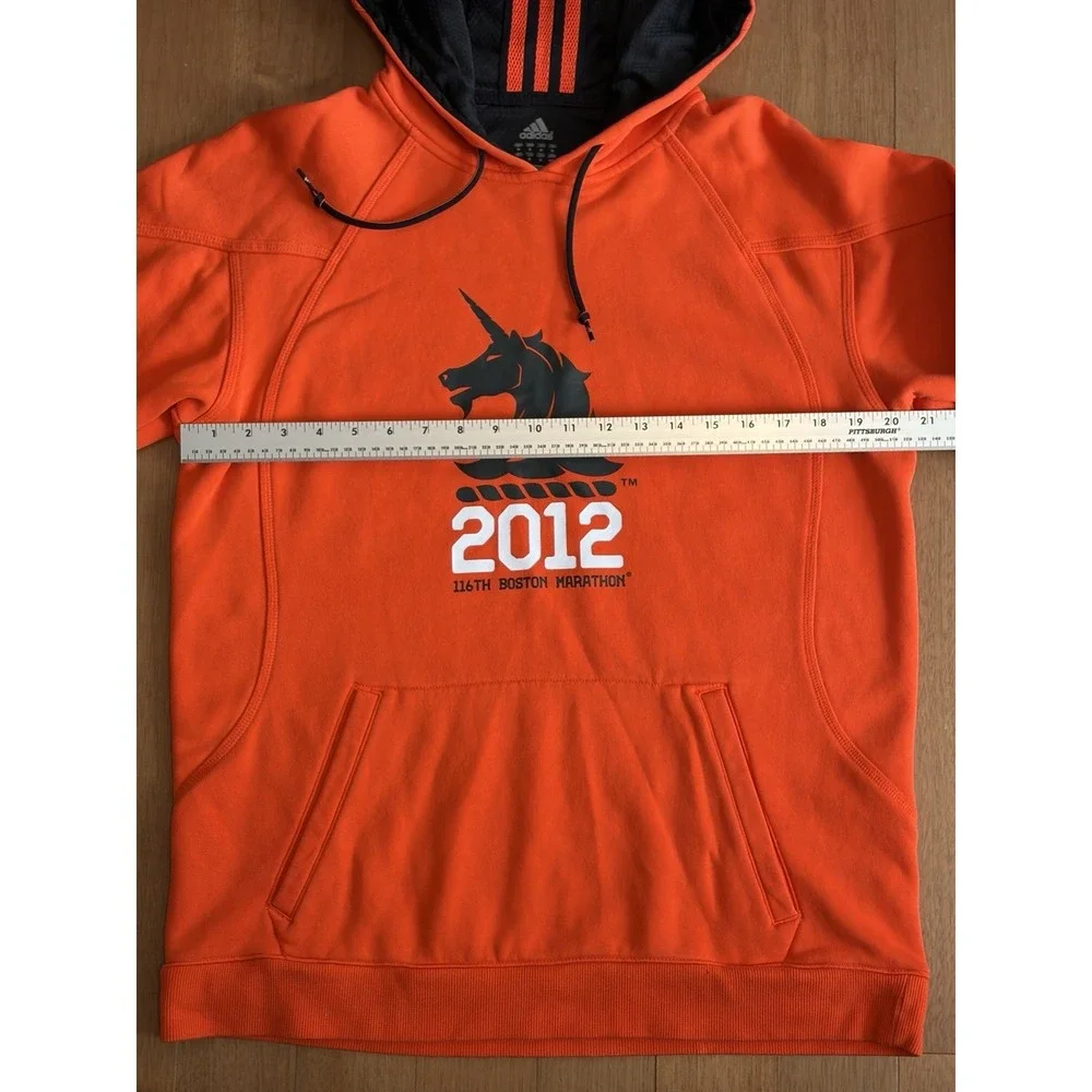 Adidas Running Hoodie Medium Mens Orange 116th Boston Marathon 2012 High Vis EUC